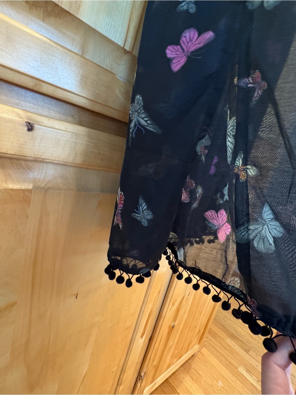 Butterfly Print Midi Dress/beach cover up with smocked top and sheer bottom - Picture 5 of 6